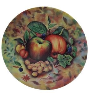 Vintage Godinger Salad Plate Email De Limoges Still Life Fruit Apples Decorative